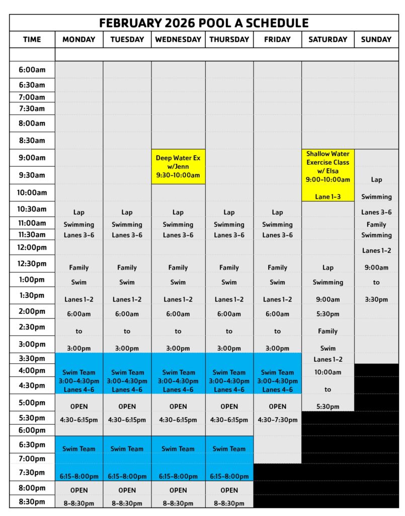 February 2026 Pool A Schedule